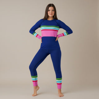 Women's UPF 50+ Swim Paddleboard Leggings | Preppy Stripe Swim leggings Berry Jane™