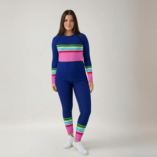 Women's UPF 50+ Swim Paddleboard Leggings | Preppy Stripe Swim leggings Berry Jane™