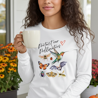 Protect Pollinators Long Sleeve Graphic T-Shirt, Gardener Nature Lover Long Sleeve T-Shirts Berry Jane™