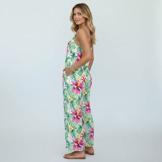 Women's Hawaiian Tropical Floral Summer Jumpsuit, Resort wear, casual beachwear
