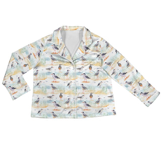 Women's sea bird print Pajamas, ocean theme PJs, beach style pajamas