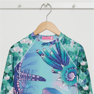 Girls Tween UPF 50+ Sea Life Mermaid Rash Guard, 8-20 Kids Rash Guards & Swim Shirts Berry Jane™