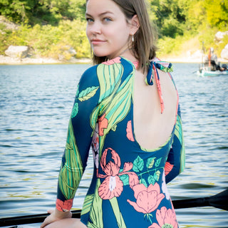 Long Sleeve Swimsuit, UPF 40+ One Piece Swimsuit Open Back, Seychelles Floral long sleeve swimsuits Berry Jane™