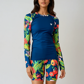 Women's UPF 50 Rash Guard, Seychelles Floral Vivid Remix