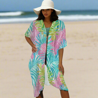 Long Kimono Style Swimsuit Cover-up, Los Cabos Floral Swimsuit Cover up Berry Jane™