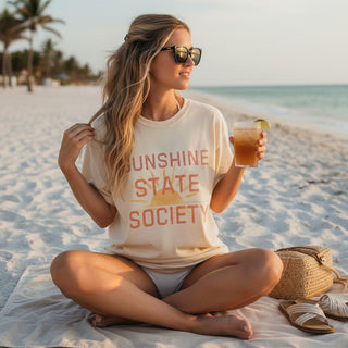 Sunshine State Society Garment-dyed T-Shirt | Beach Florida Travel T-Shirts Berry Jane™