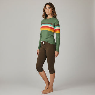 Women's UPF 50 Brown swim leggings, cropped capri style swim pants