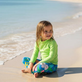 Girls (2T-7) UPF 50 Swim Leggings - Electric Blue Paradise Kids Swim Leggings Berry Jane™