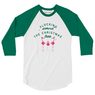 Christmas Holiday Flamingo Shirt 3/4 Sleeve Baseball Tee Long Sleeve T-Shirts Berry Jane™