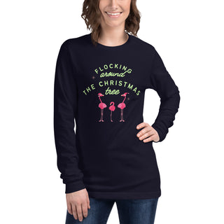 Women's Flamingos Christmas Holiday Long Sleeve Tee Long Sleeve T-Shirts Berry Jane™