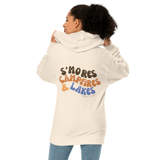 Rear Graphic "S'mores, Campfires, and Lakes" Camping Sweatshirt Hoodie Sweatshirts Berry Jane™