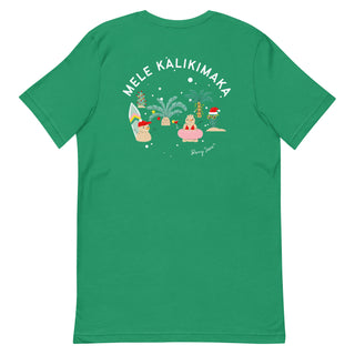 Mele Kalikimaka Hawaiian Christmas Holiday T-Shirt, Embroidery, Rear Graphic Shirts & Tops Berry Jane™