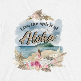 Women's Watercolor 'Spirit of Aloha' Beach Graphic Short Sleeve T-Shirt T-Shirts Berry Jane™