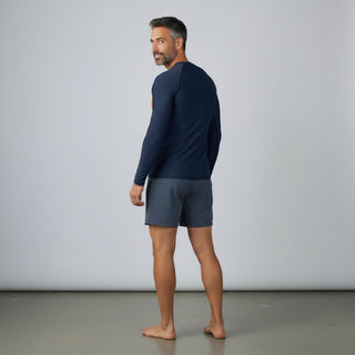 Men's UPF50+ Navy 70s Retro Stripe Rash Guard