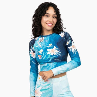 Women's Ocean Floral Cropped Rash Guard UPF 50 Cover-up Swim Top Rash Guards & Swim Shirts Berry Jane™