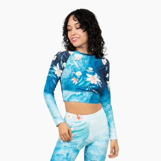 Women's Ocean Floral Cropped Rash Guard UPF 50 Cover-up Swim Top Rash Guards & Swim Shirts Berry Jane™