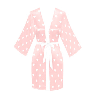 Women's Valentines Day Luxe Satin Robe, Blush Pink Hearts Robes Berry Jane