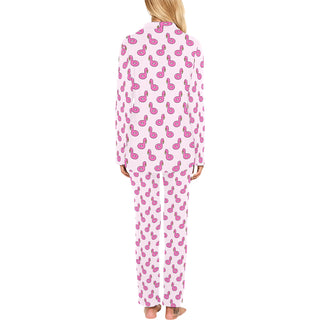 Women's Classic Pajama Set, Pink Flamingo Floaties Pajama Sets Berry Jane