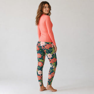 back view of Seychelles Floral women’s full-length swim leggings