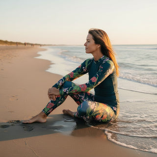 Women's UPF 50 Rash Guard Swim Shirt - Blue Seychelles Floral Rash Guards & Swim Shirts Berry Jane™