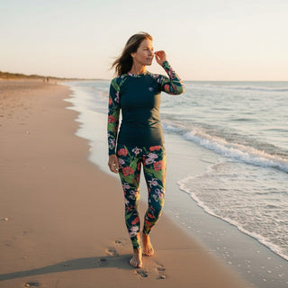 Women's UPF 50 Rash Guard Swim Shirt - Blue Seychelles Floral Rash Guards & Swim Shirts Berry Jane™