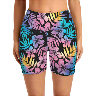 Women's 5" Swim Shorts with Pockets, Floral Hawaiian Hibiscus Swim Shorts Berry Jane™