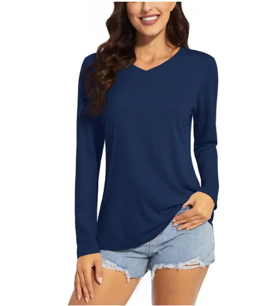 Women's Sun Protection UPF 50+ UV/SPF Long Sleeve T-Shirt Blue,up