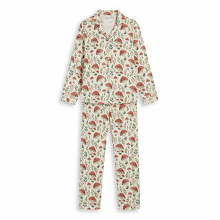 Women's Fall Pajama Set, Scandinavian Style Red Mushrooms Pajama Sets Berry Jane