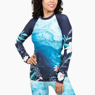 Women's UPF 50 Rash Guard Ocean Tropical Floral Rash Guards & Swim Shirts Berry Jane™