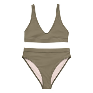Women's High-Waist Recycled Fabric Bikini Set, Olive 2 Pc Swimsuit Set Berry Jane™