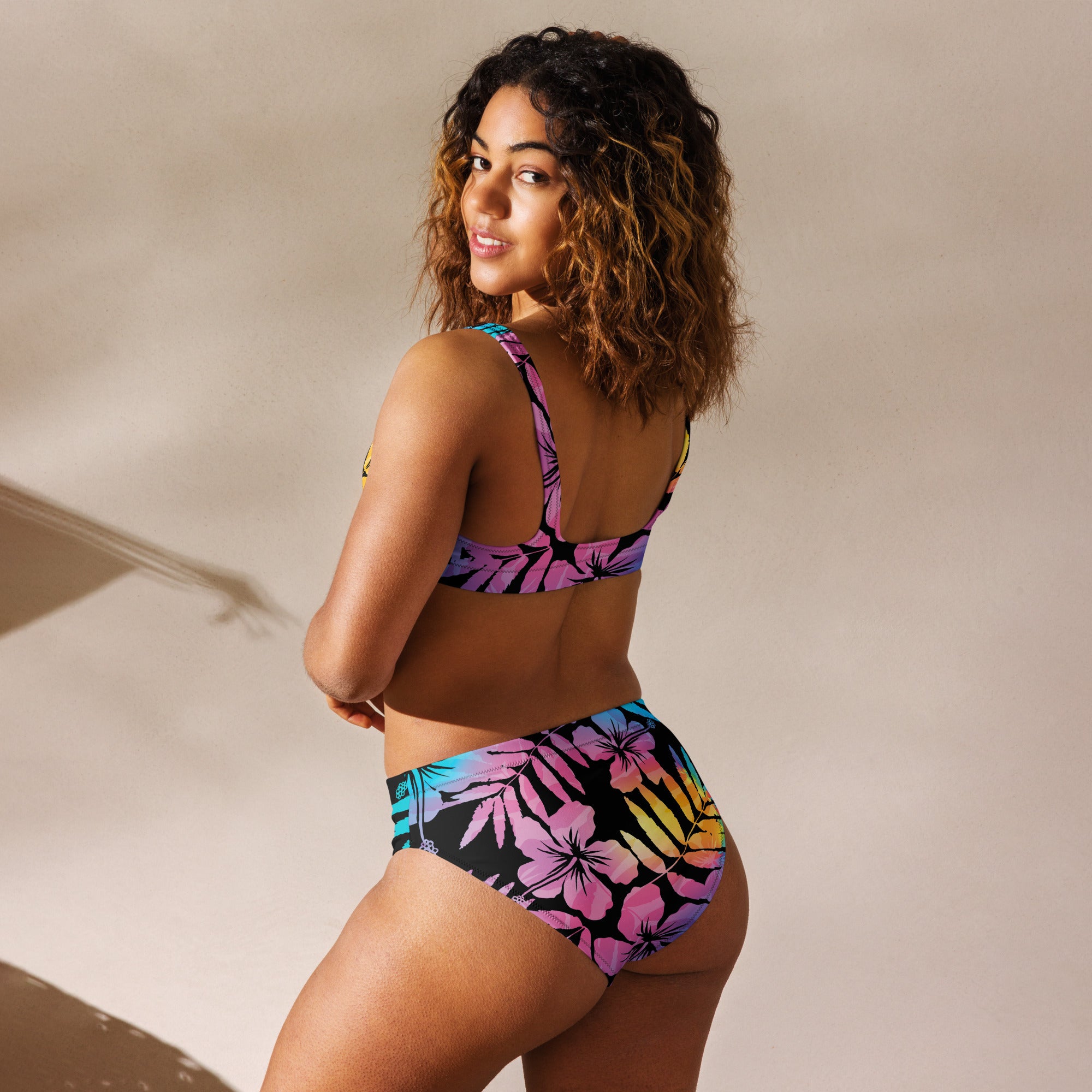 His Hers Matching Couples Swimsuit Set, Bikini + Swim Trunks - Ombre  Hibiscus Floral
