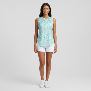 Women's Curved Hem Sleeveless Active Tank Top, Pastel Leopard