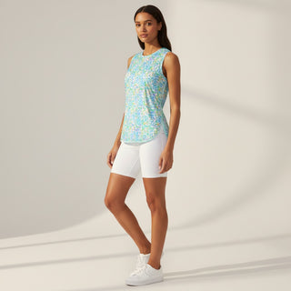 Women's Curved Hem Sleeveless Active Tank Top, Pastel Leopard