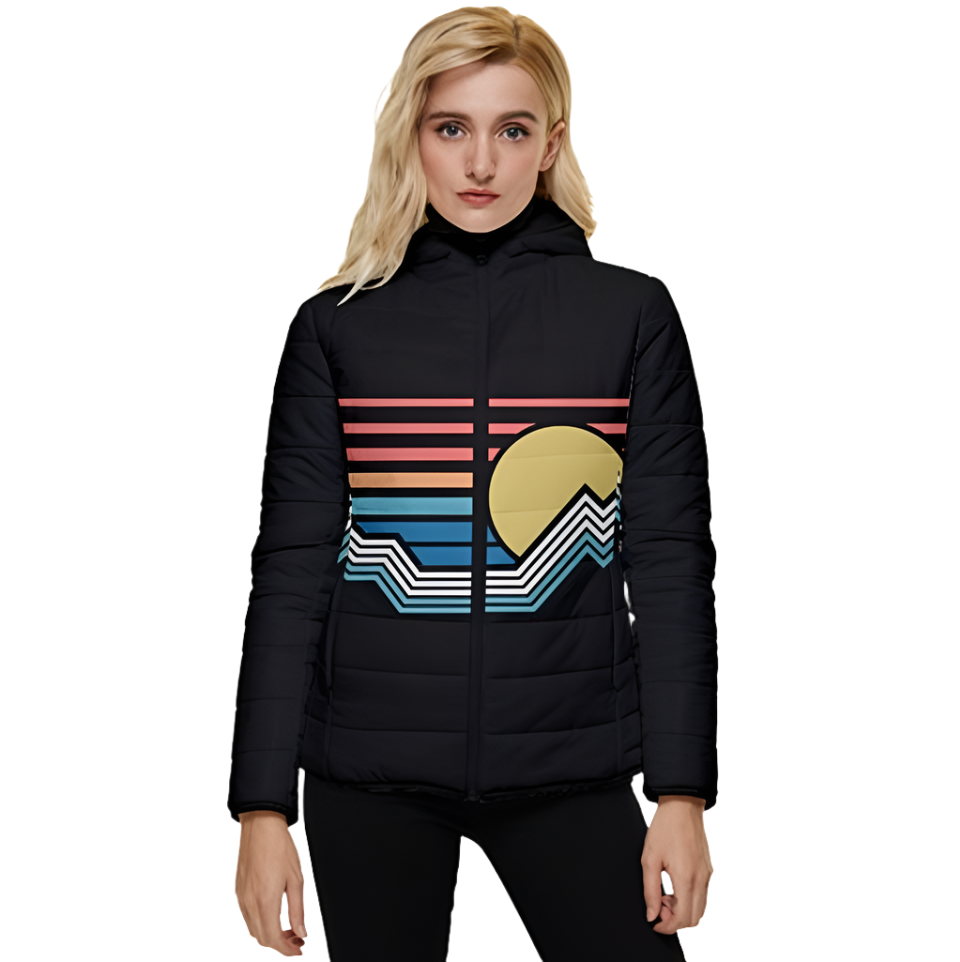 Women s 70s Style Retro Puffer Jacket Colorado Mountains