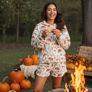 Women's plush fuzzy fleece shorts hoodie lounge set