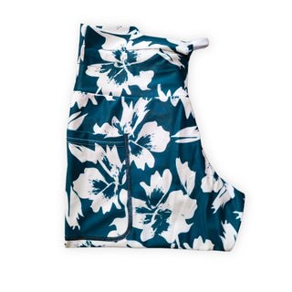 Blue Hawaiian Floral Swim Leggings w/Liner and Pockets Swimwear Berry Jane