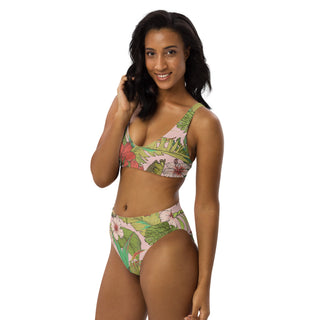 His Hers Matching Couples Swimsuit Set, Bikini + Swim Trunks - Vintage Tropical Floral Couples Matching Swimsuit Set Berry Jane™