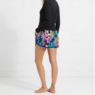 Women's 3" Quick Dry Lined Swim Shorts, Ombre Hawaii Hibiscus Swim Shorts Berry Jane™