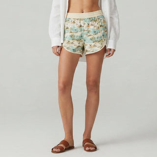Women's 3" Lined Swim Shorts, High Waist Zipper Pocket - Vintage Aloha Islands Swim Shorts Berry Jane™