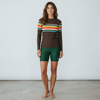 Women's 5" inseam High-Waist Swim Cover Shorts, Forest Green