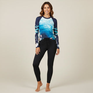 Women's UPF 50 Rash Guard Ocean Tropical Floral Rash Guards & Swim Shirts Berry Jane™