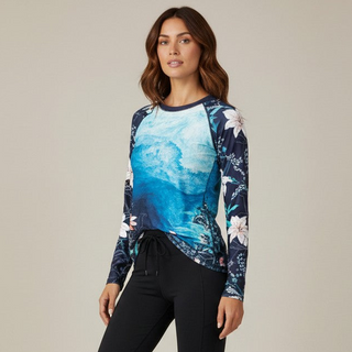 Women's UPF 50 Rash Guard Ocean Tropical Floral Rash Guards & Swim Shirts Berry Jane™