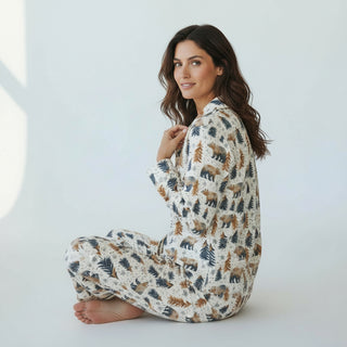 Women's Fall Nordic Bears Pajamas – Cabin Winter & Holiday Sleepwear - Couples Matching PJs Pajama Sets Berry Jane