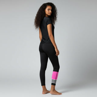 Women's Surf SUP Swim Leggings, UPF 50 - Sporty Black Pink