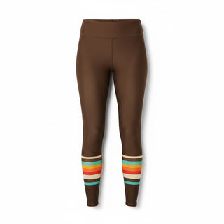 Women's 70s Vintage Stripe UPF 50 Swim Leggings - Brown Swim leggings Berry Jane™