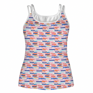 Women's Abstract Sporty Tank Top with Built-in Shelf Bra