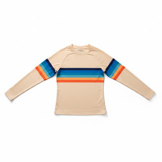 Women's Long Sleeve Sun Shirt UPF 40+ UV Protection, 70s Sunrise Stripe