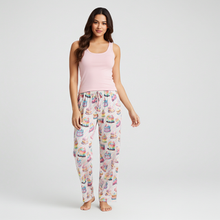 Women’s Silky Birthday Pajamas - Pink Pastel Rainbow Cakes Pajama Pants Berry Jane™