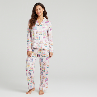 Women’s Silky Birthday Pajamas - Pink Pastel Rainbow Cakes Pajama Pants Berry Jane™