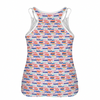 Women's Abstract Sporty Tank Top with Built-in Shelf Bra
